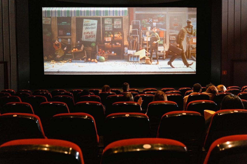 Movie Theatre with Empty Red Seats