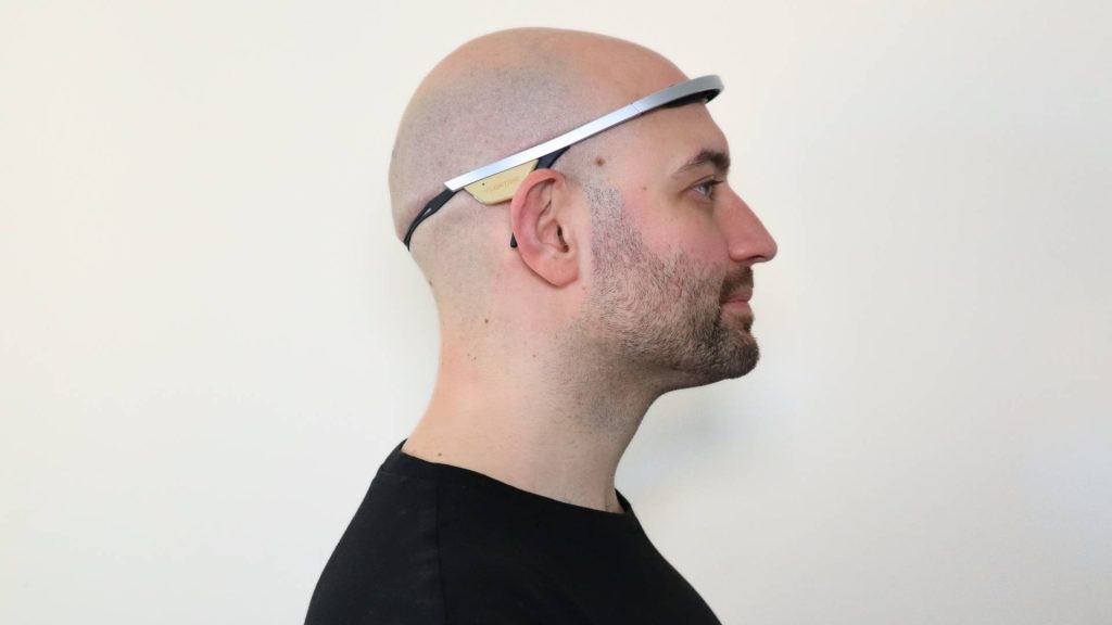 Wearing the Flowtime Meditation Headband